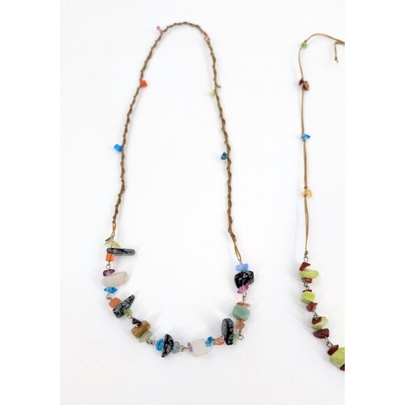 Boho Layered Necklace Chunky Stones Handmade Statement Piece Coachella Festival - Picture 7 of 9